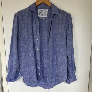 Frank & Eileen blue 100% linen shirt XS “Eileen” style NEW button down shirt top